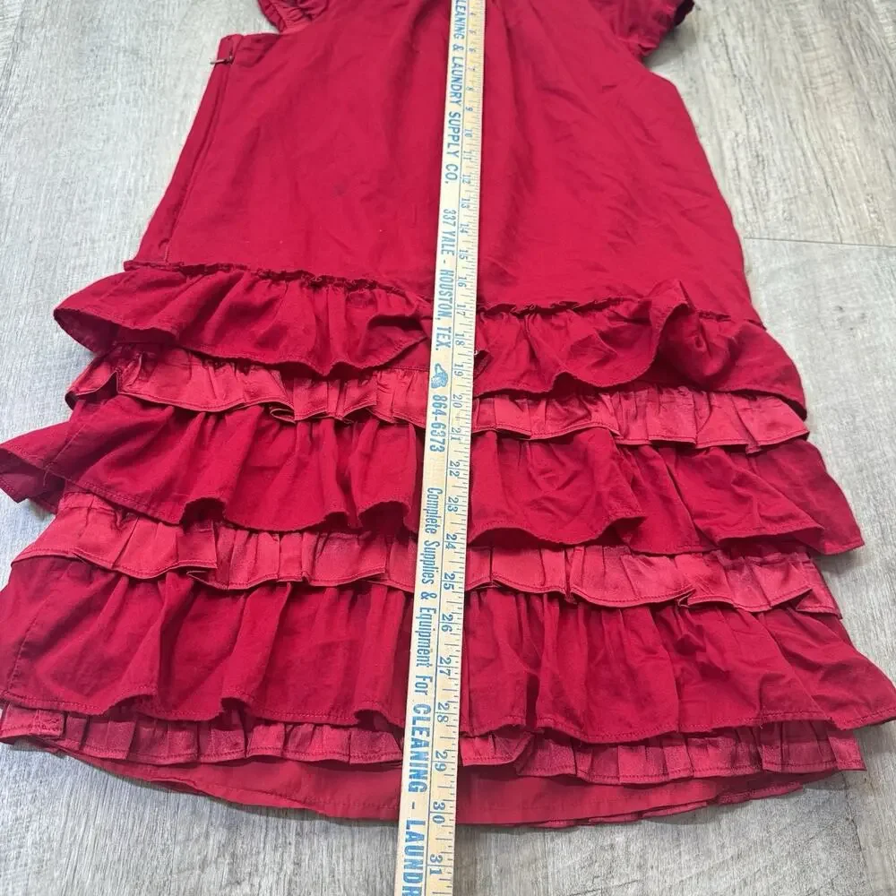 GAP Girls XXL 14 16 Red Holiday Dress Cap Sleeve Satin Ruffle Lined Party